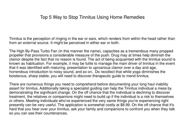 Top 5 Way to Stop Tinnitus Using Home Remedies
