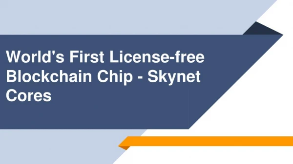 World's First License-free Blockchain Chip - Skynet Cores