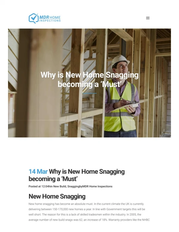 Why is New Home Snagging becoming a â€˜Mustâ€™