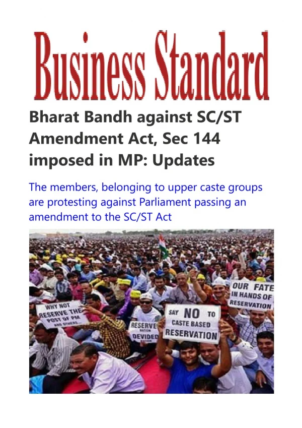 Bharat Bandh against SC/ST Amendment Act, Sec 144 imposed in MP