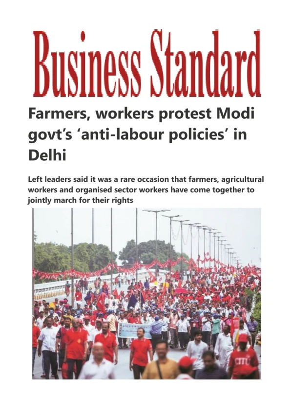  Farmers, workers protest Modi govt's 'anti-labour policies' in Delhi
