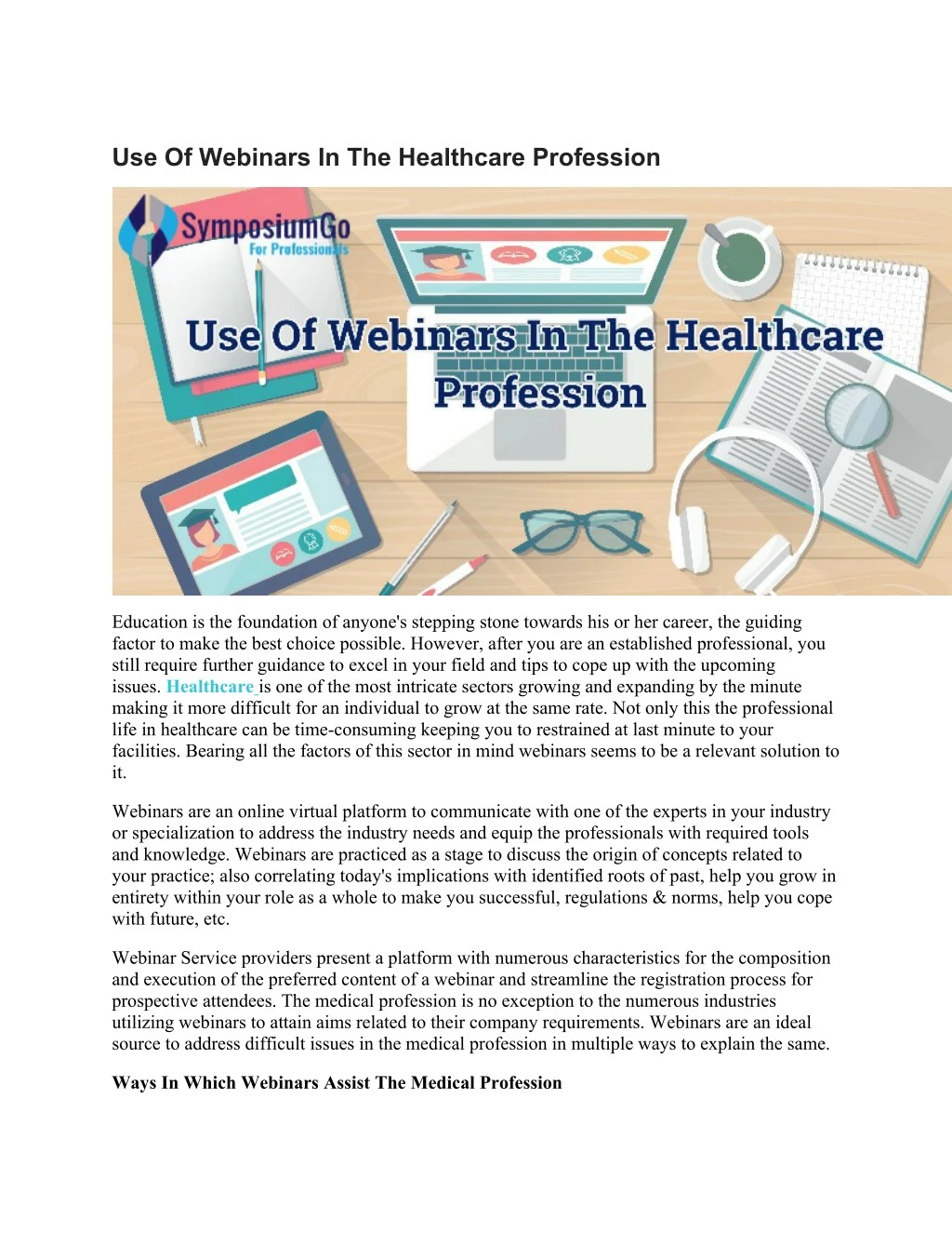use of webinars in the healthcare profession