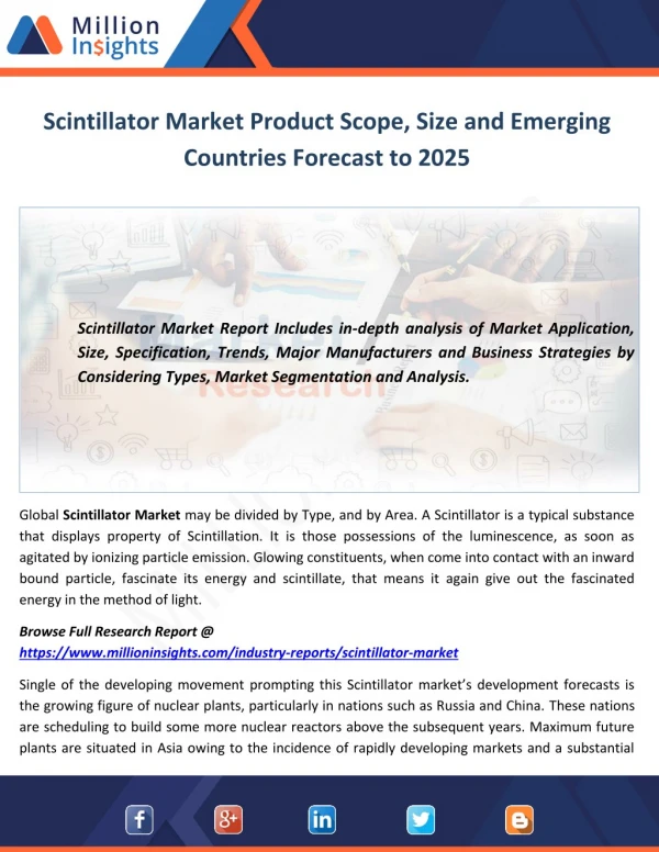 Scintillator Market Product Scope, Size and Emerging Countries Forecast to 2025