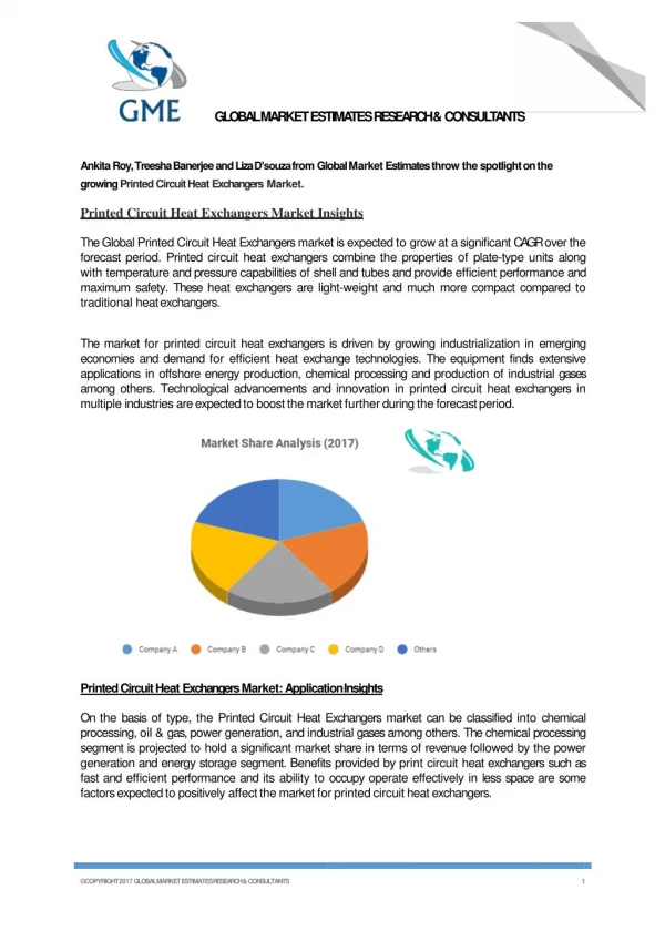 Printed Circuit Heat Exchangers Market trends, Business opportunities, Growth analysis & Forecasts To 2025