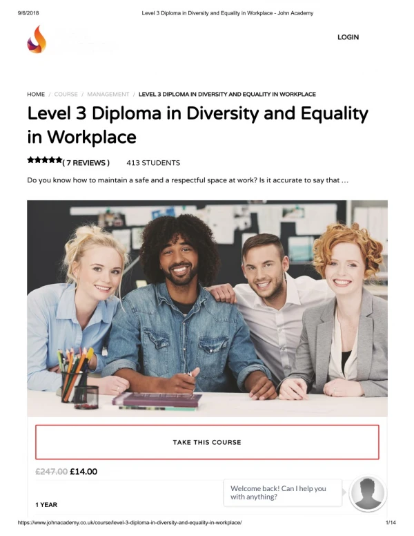 Level 3 Diploma in Diversity and Equality in Workplace - John Academy
