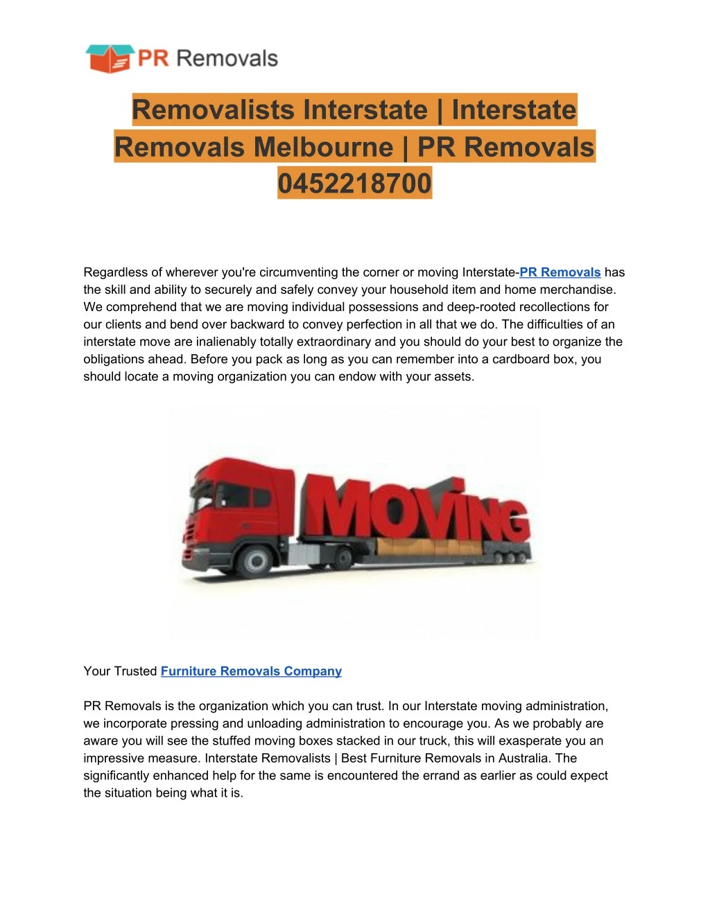 removalists interstate interstate removals