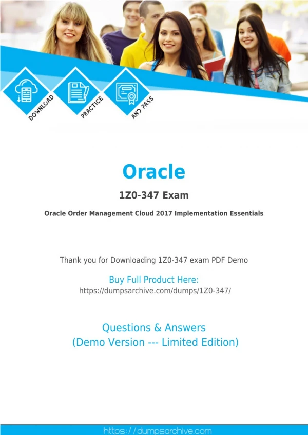 [Latest] Oracle 1Z0-347 Dumps PDF By DumpsArchive Latest 1Z0-347 Questions