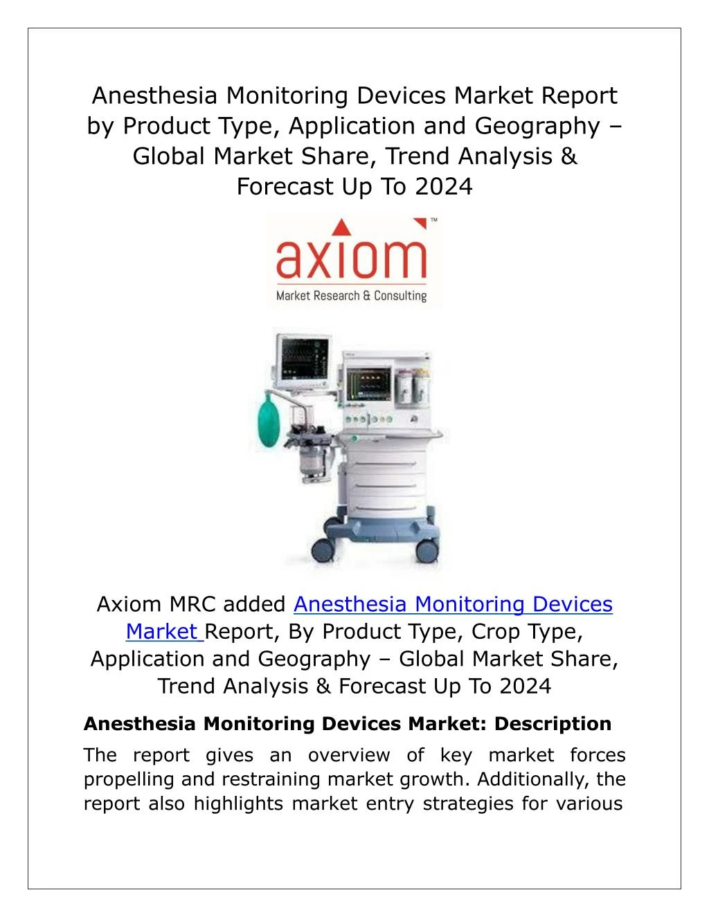 anesthesia monitoring devices market report