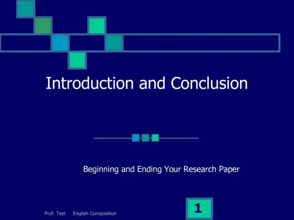 Introduction and Conclusion