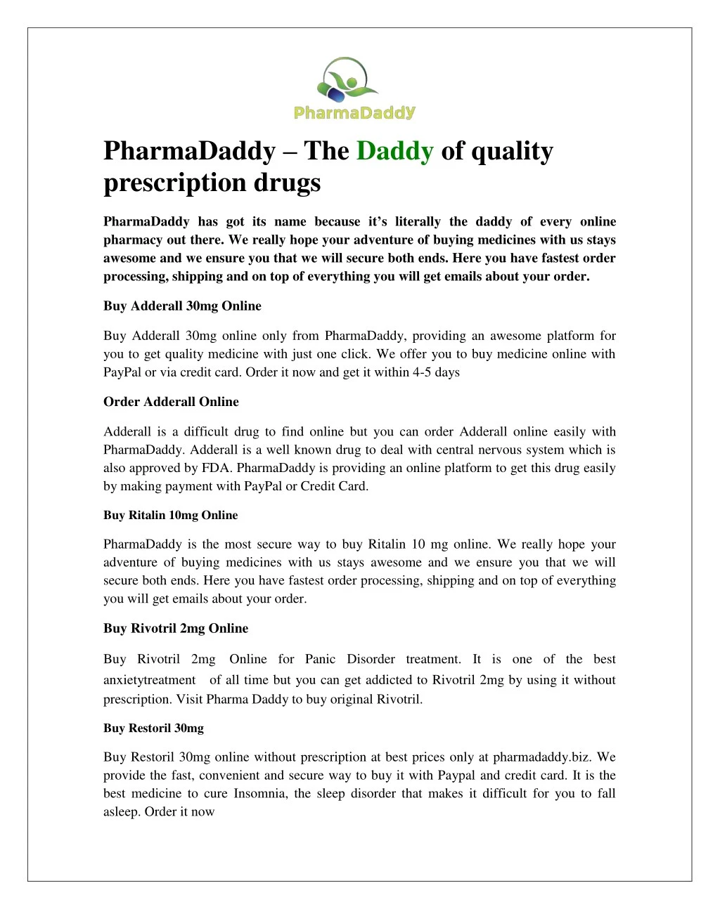 pharmadaddy the daddy of quality prescription