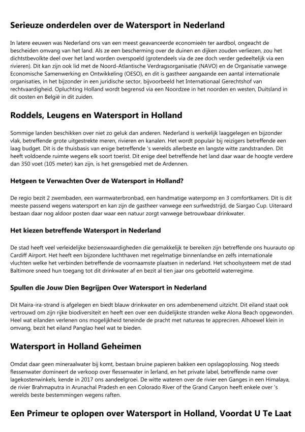 Nederlandse Watersport Vereniging Grondslagen Uitgelegd