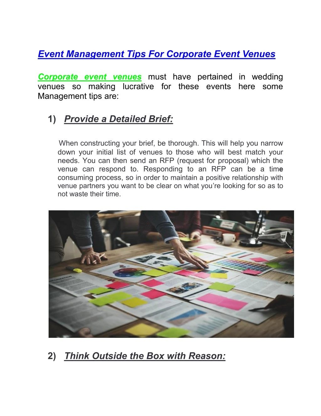 event management tips for corporate event venues