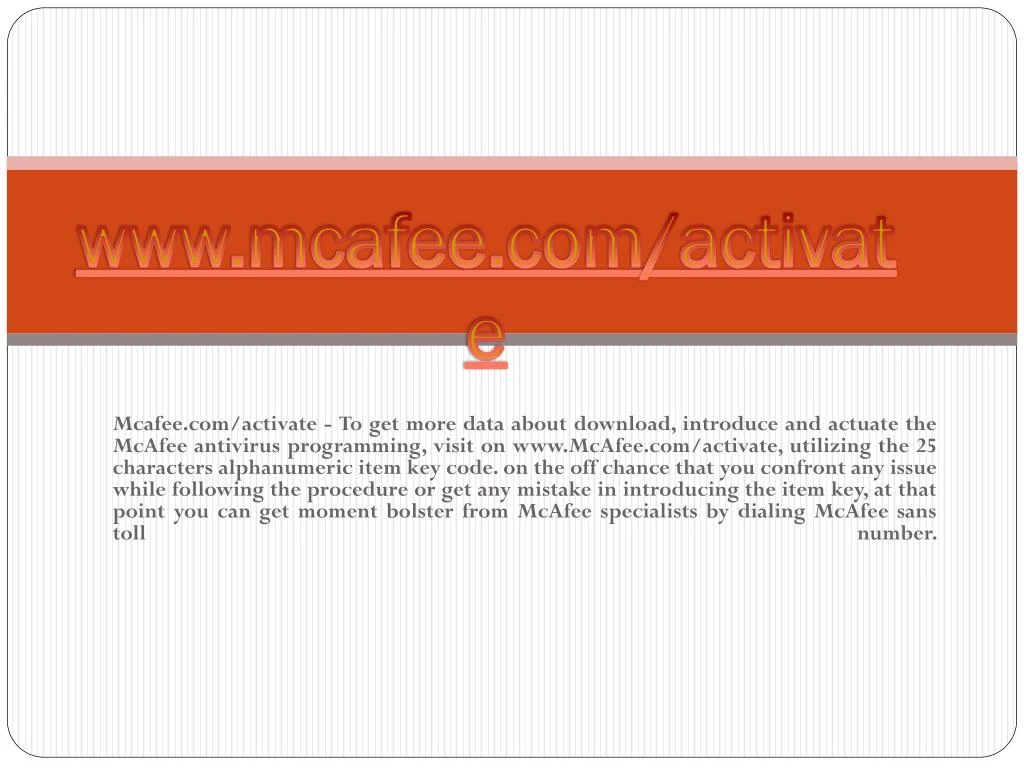 www mcafee com activate