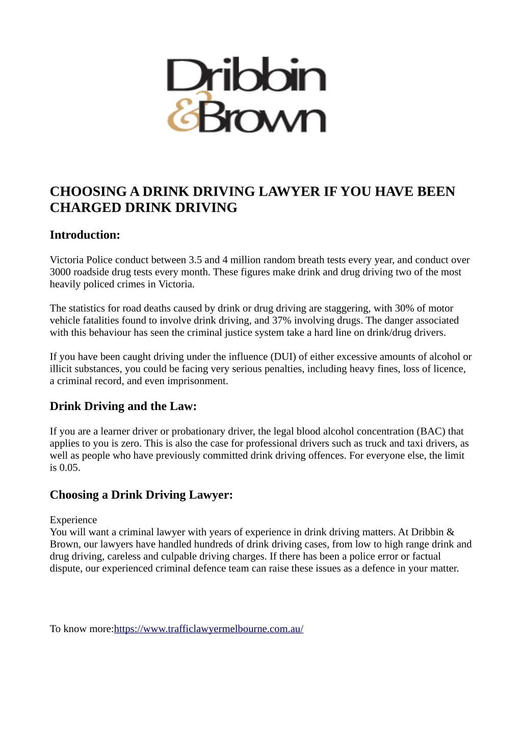 choosing a drink driving lawyer if you have been