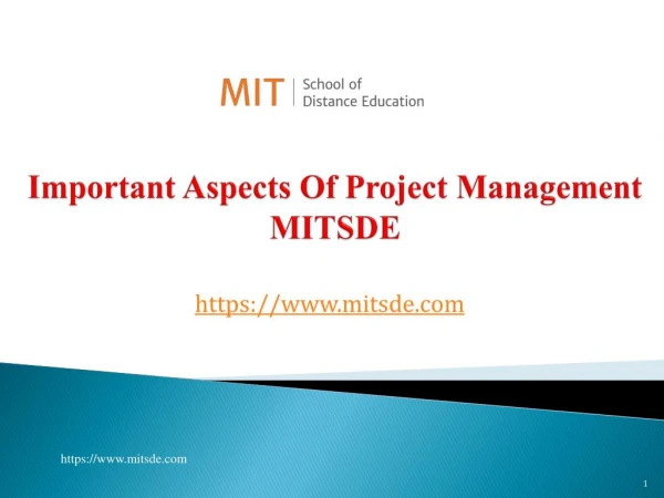 Important aspects of Project Management MITSDE