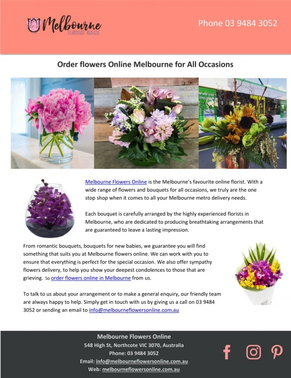 Order flowers Online Melbourne for All Occasions