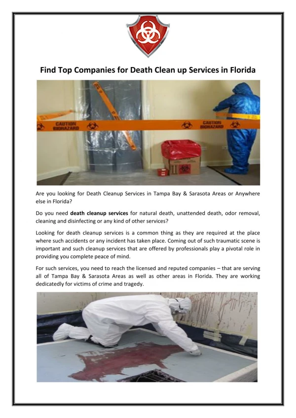 Forensic and Crime Scene Cleanup Services from Top Biohazard Cleanup Companies