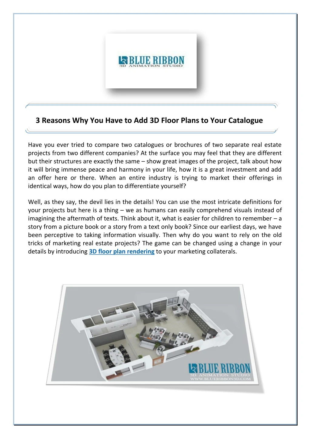 3 reasons why you have to add 3d floor plans