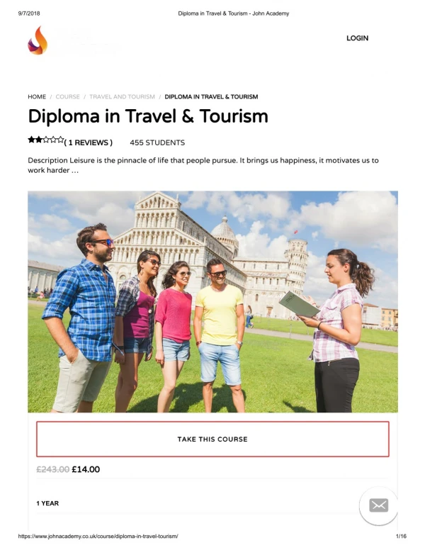 Diploma in Travel & Tourism - John Academy