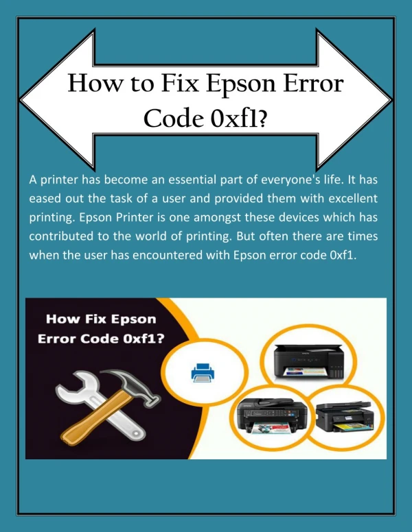 Contact Epson Support Number and Fix Epson Error Code 0xf1