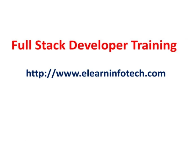 Full Stack Developer Training in Madhapur, Hitech City Hyderabad
