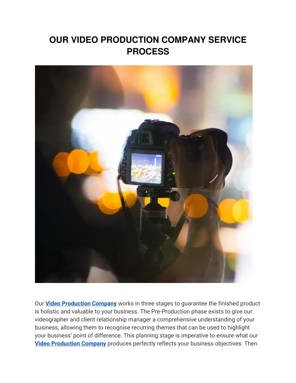 our video production company service process