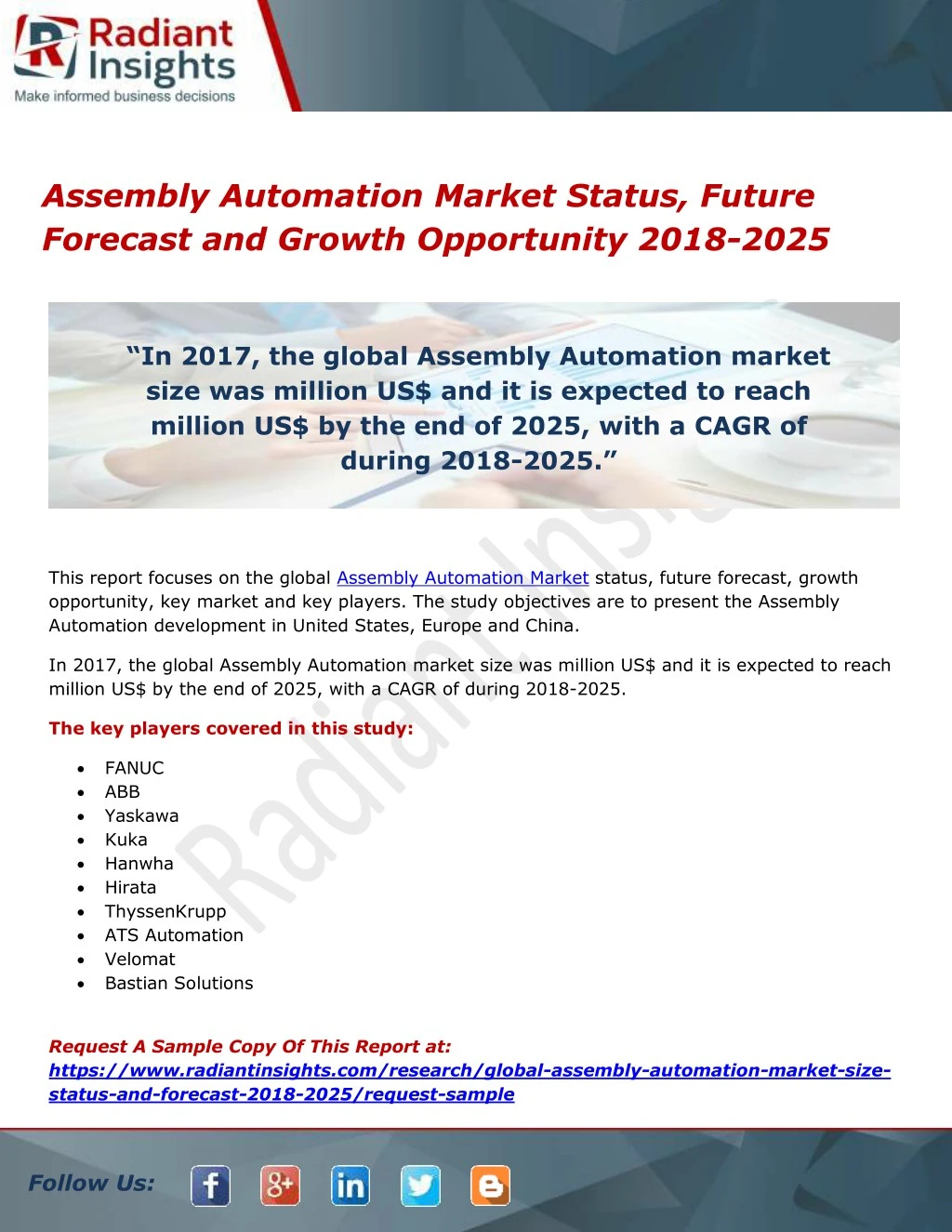 assembly automation market status future forecast