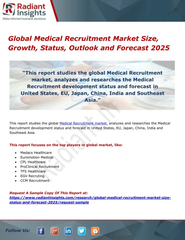 Global Medical Recruitment Market Size, Growth, Status, Outlook and Forecast 2025