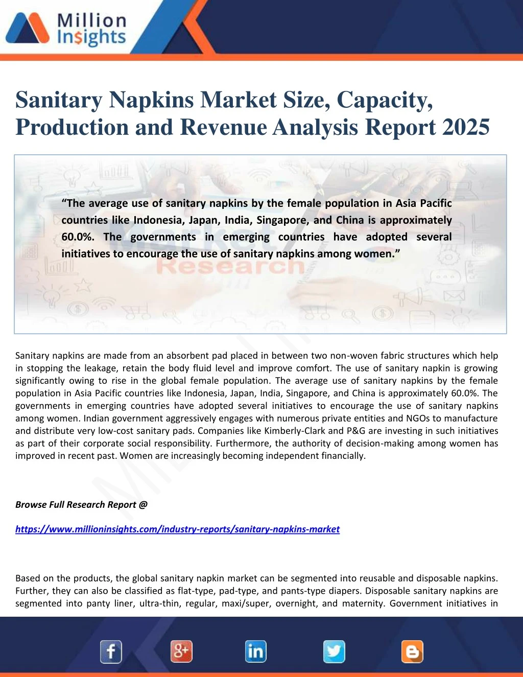 sanitary napkins market size capacity production