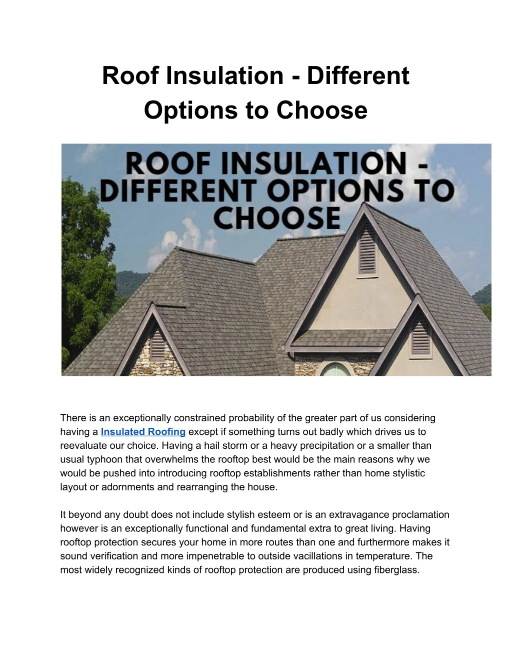 roof insulation different options to choose
