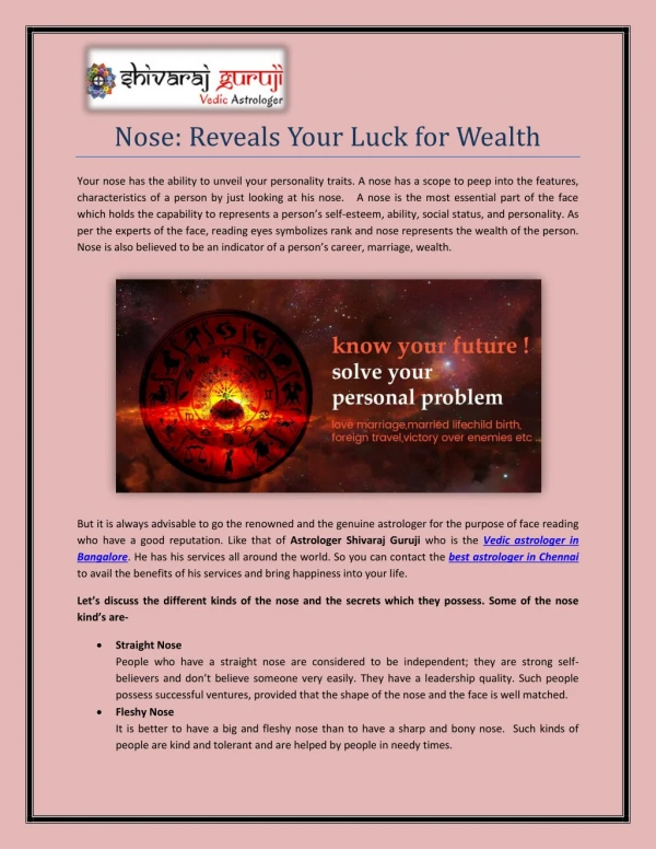 Nose : Reveals Your Luck for Wealth