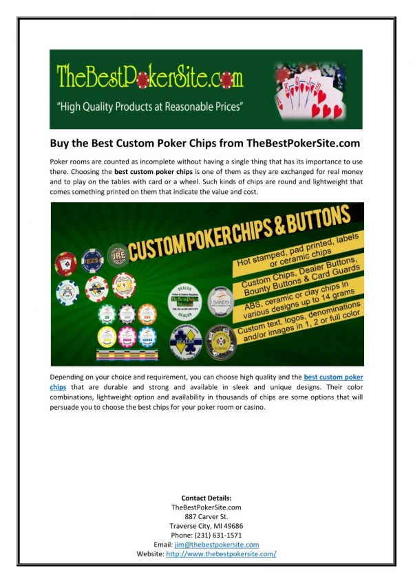 Buy the Best Custom Poker Chips from TheBestPokerSite.com