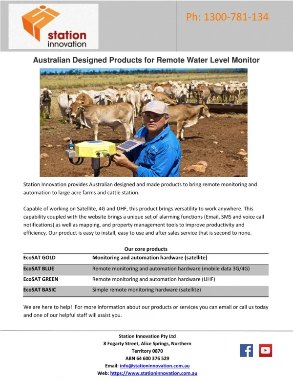 Australian Designed Products for Remote Water Level Monitor