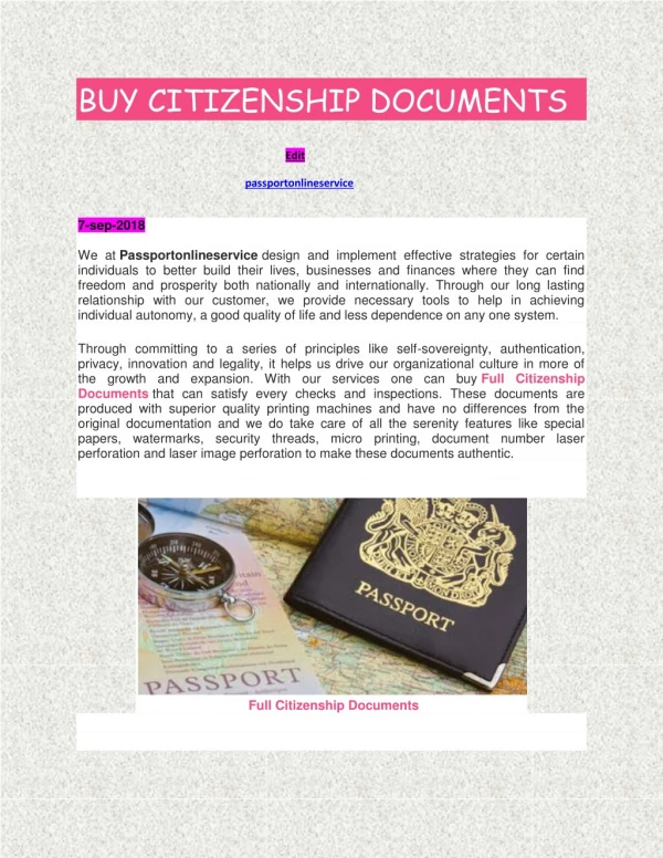 BUY CITIZENSHIP DOCUMENTS