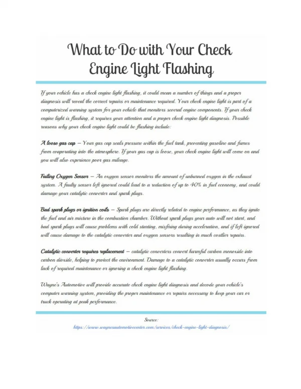 What to Do with Your Check Engine Light Flashing