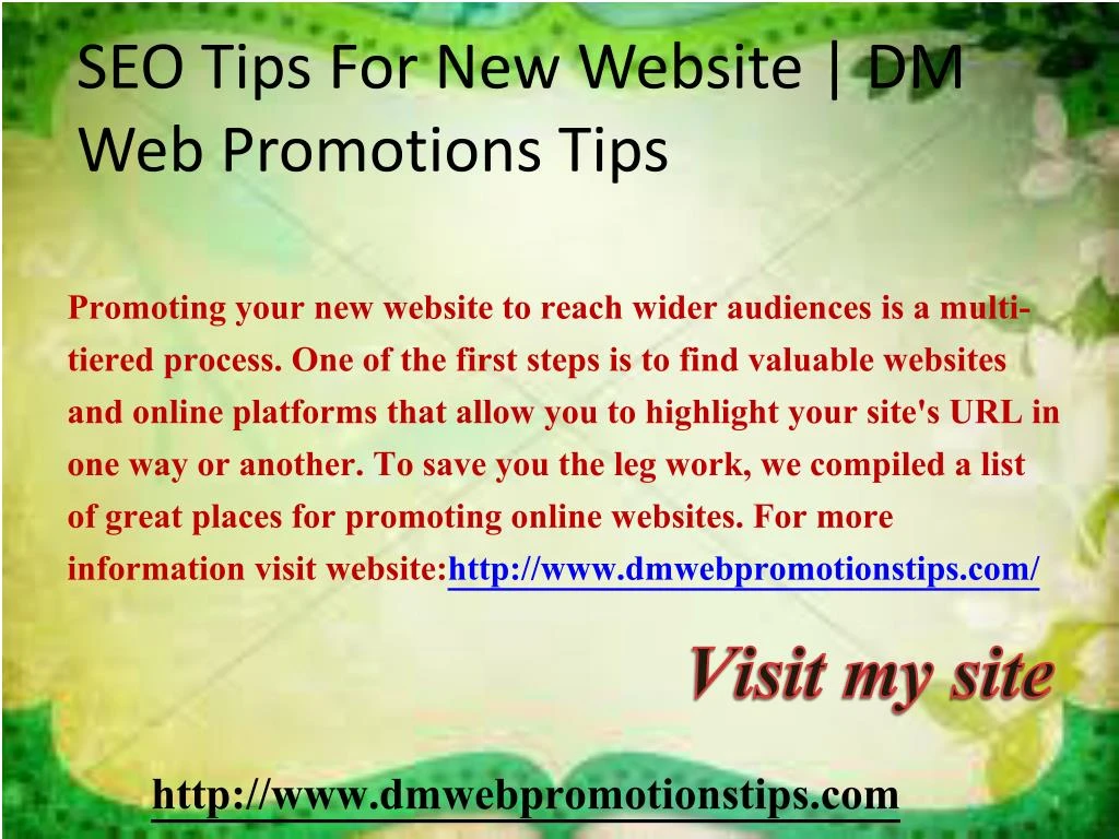 seo tips for new website dm web promotions tips