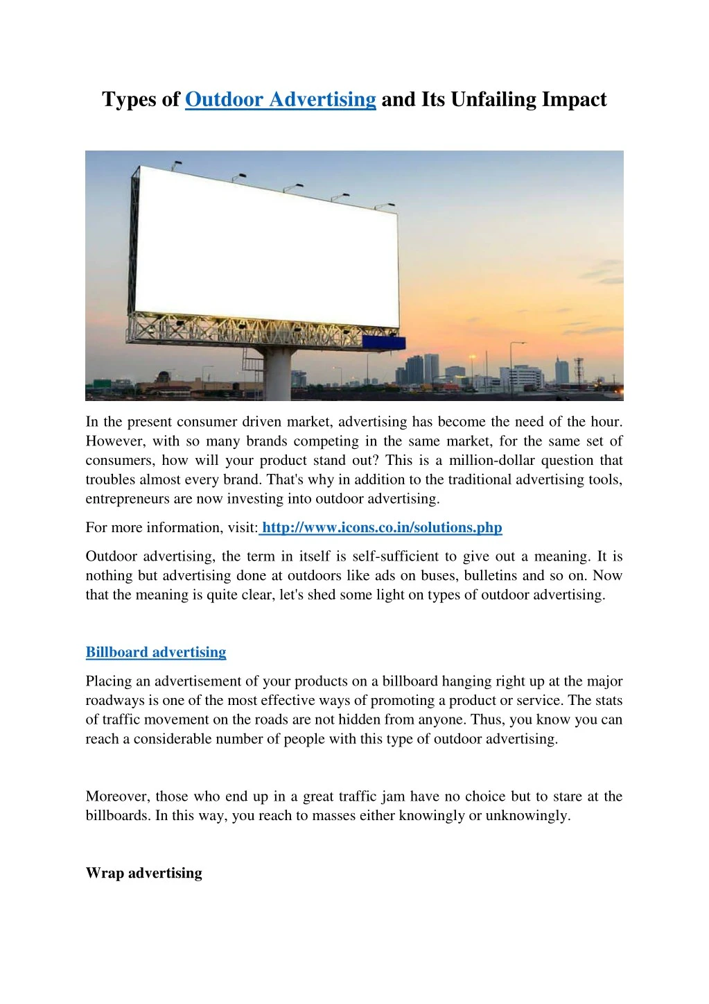 types of outdoor advertising and its unfailing