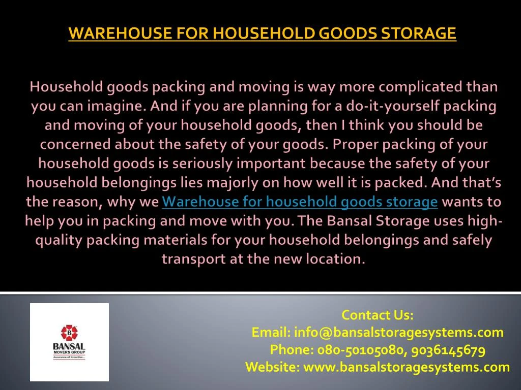 warehouse for household goods storage