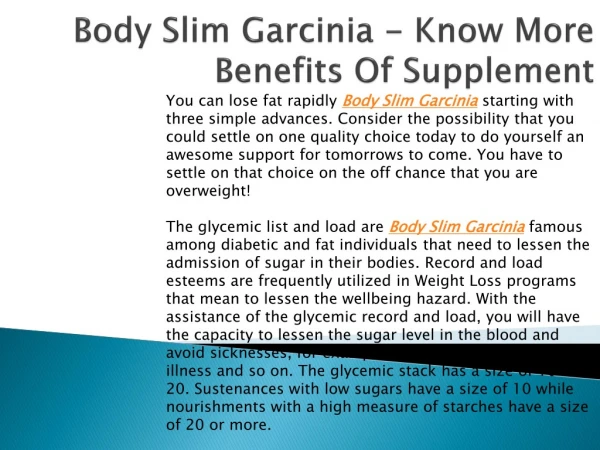 Body Slim Garcinia - People Are Very Happy With Pills