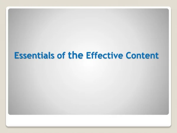 Essentials of the Effective Content