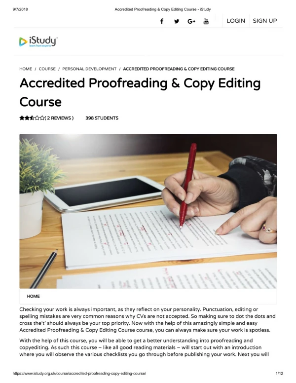 Accredited Proofreading & Copy Editing Course - istudy