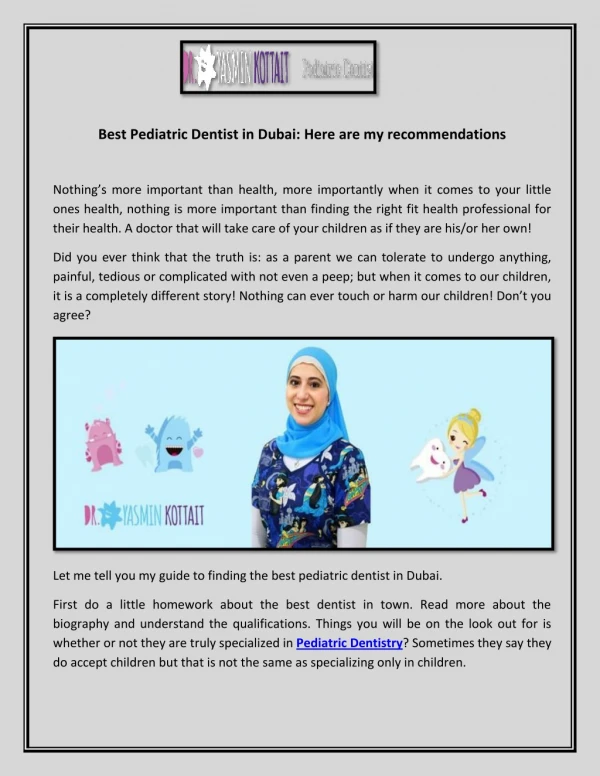 Best Pediatric Dentist in Dubai: Here are my recommendations