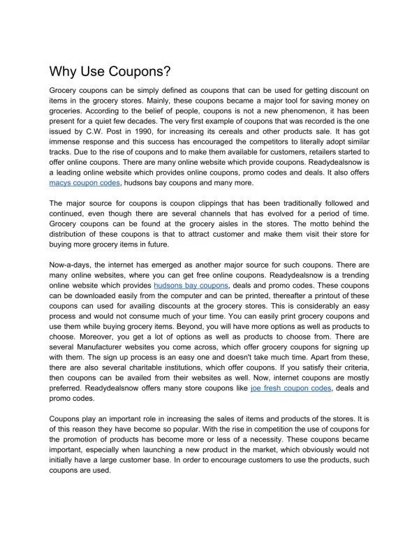 Why Use Coupons?