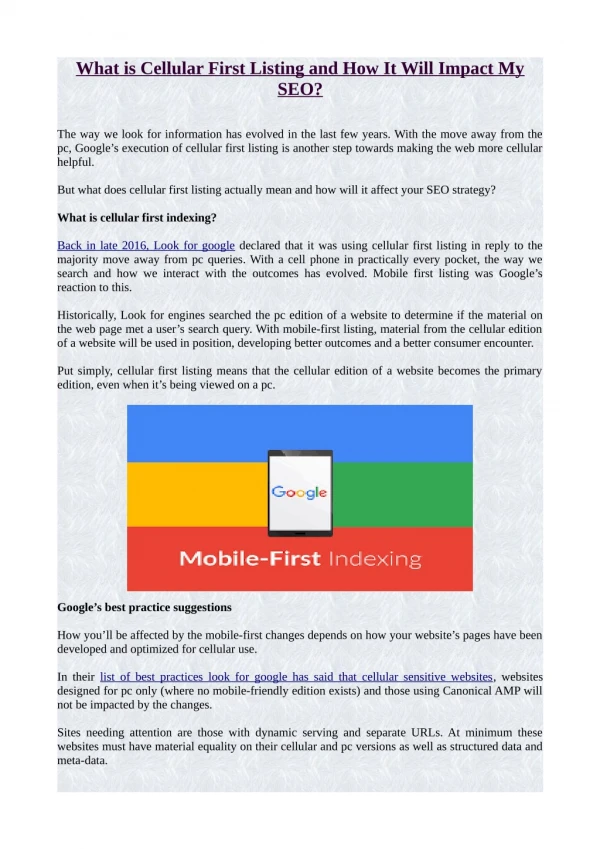 What is Cellular First Listing and How It Will Impact My SEO?
