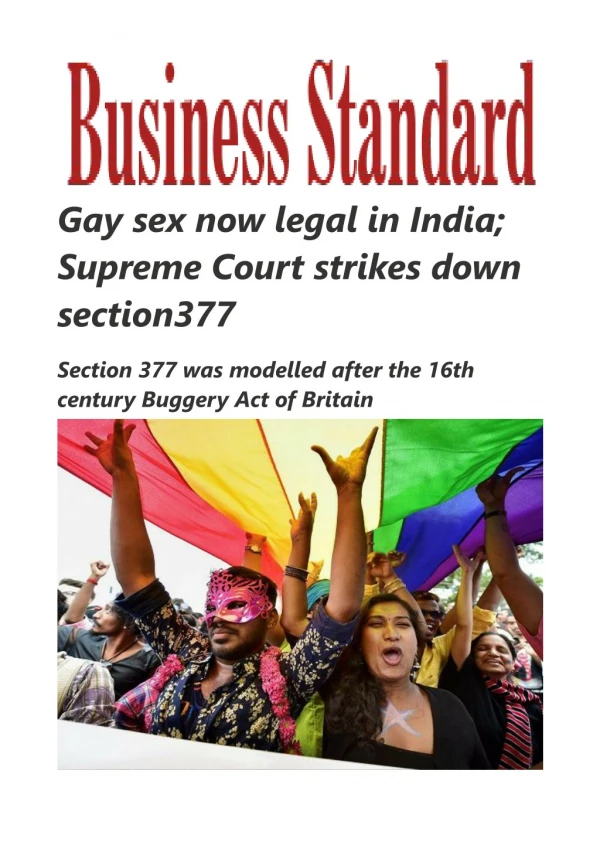  Gay sex now legal in India; Supreme Court strikes down section 377