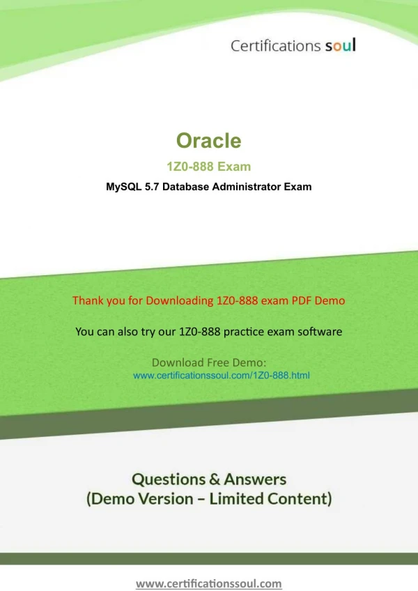 Oracle MySQL 1Z0-888 Oracle Exam Questions