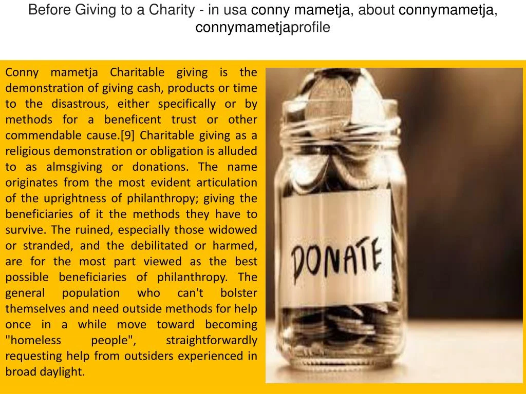 before giving to a charity in usa conny mametja