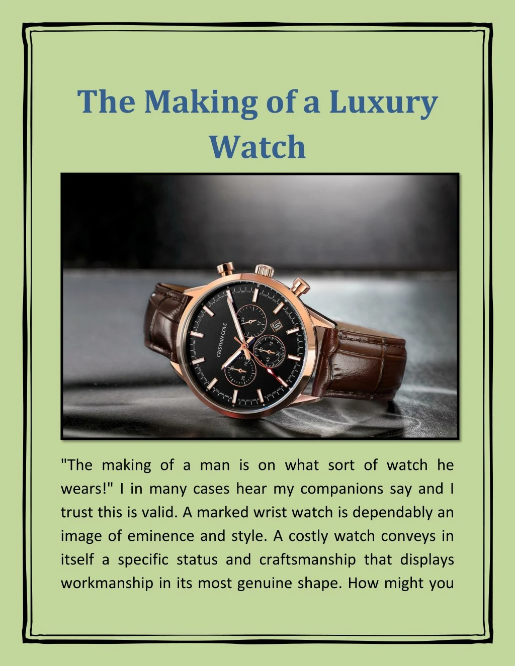 the making of a luxury watch