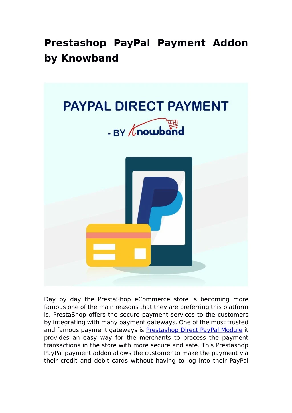 prestashop paypal payment addon by knowband