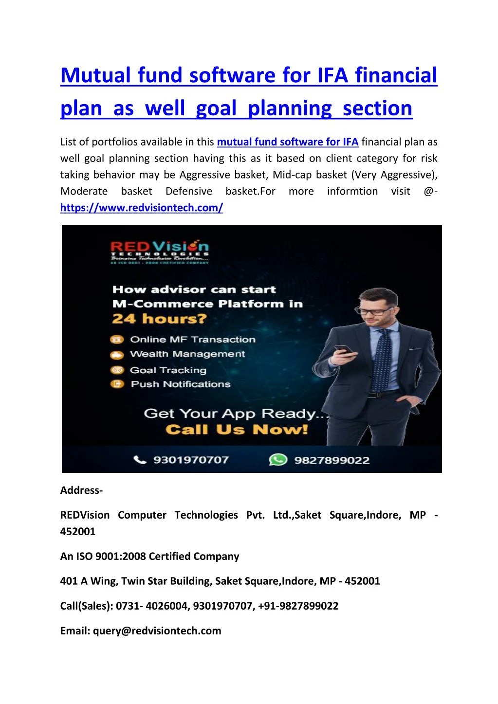 mutual fund software for ifa financial plan